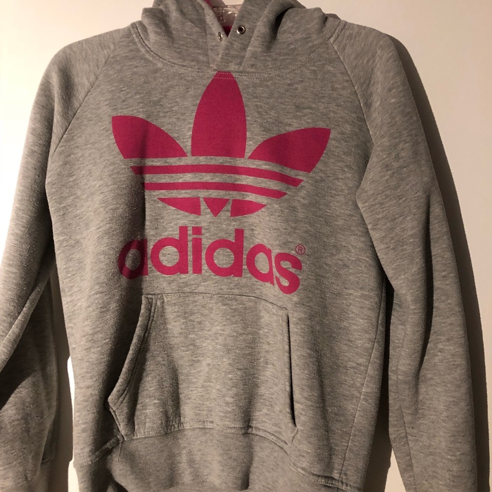 Gray and Pink Adidas Hoodie